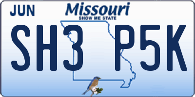 MO license plate SH3P5K