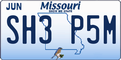 MO license plate SH3P5M