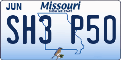 MO license plate SH3P5O