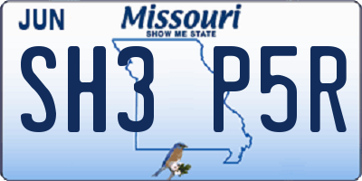 MO license plate SH3P5R