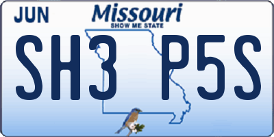 MO license plate SH3P5S