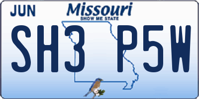 MO license plate SH3P5W
