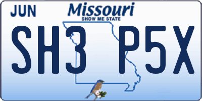 MO license plate SH3P5X