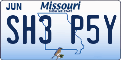 MO license plate SH3P5Y