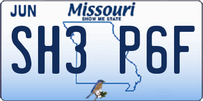 MO license plate SH3P6F