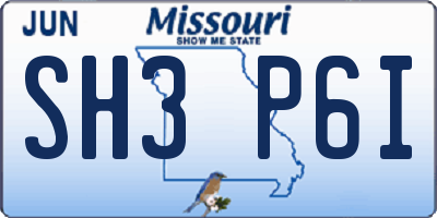 MO license plate SH3P6I