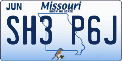 MO license plate SH3P6J