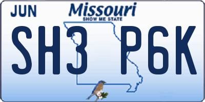 MO license plate SH3P6K