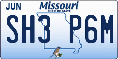 MO license plate SH3P6M