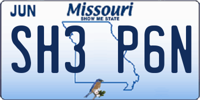 MO license plate SH3P6N