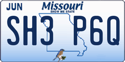 MO license plate SH3P6Q