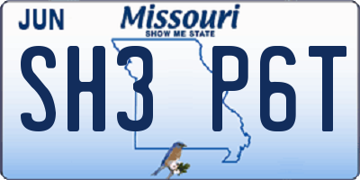 MO license plate SH3P6T