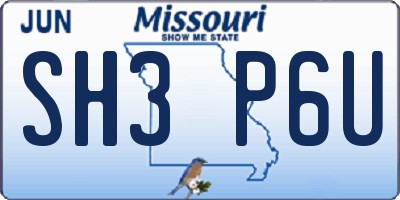 MO license plate SH3P6U