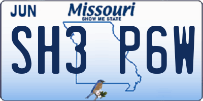 MO license plate SH3P6W