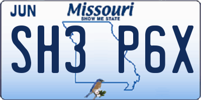MO license plate SH3P6X