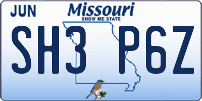 MO license plate SH3P6Z