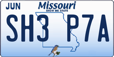 MO license plate SH3P7A
