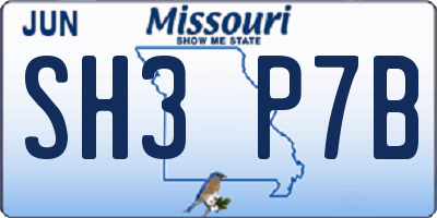 MO license plate SH3P7B