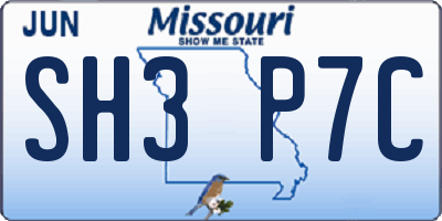 MO license plate SH3P7C