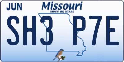 MO license plate SH3P7E