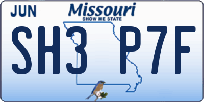 MO license plate SH3P7F