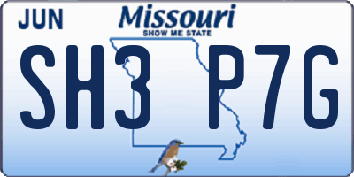MO license plate SH3P7G