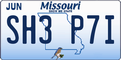 MO license plate SH3P7I