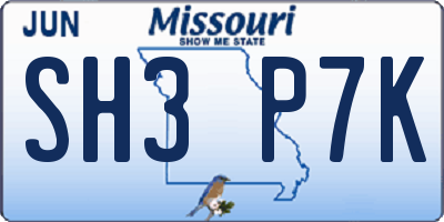 MO license plate SH3P7K
