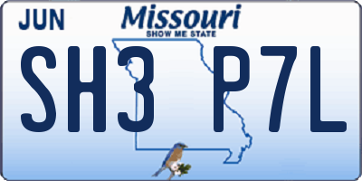 MO license plate SH3P7L