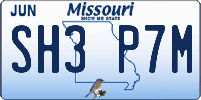 MO license plate SH3P7M