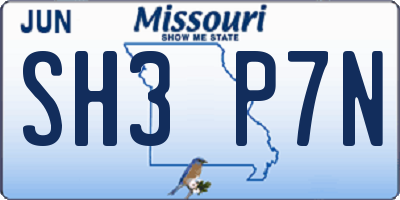 MO license plate SH3P7N