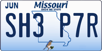 MO license plate SH3P7R