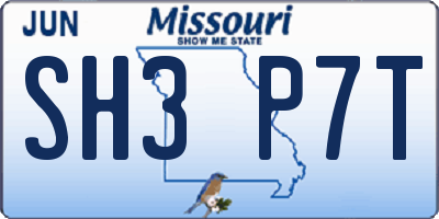 MO license plate SH3P7T