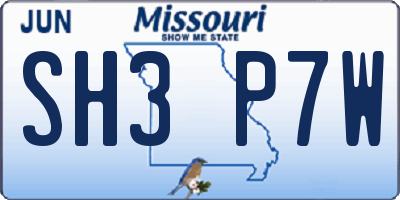 MO license plate SH3P7W