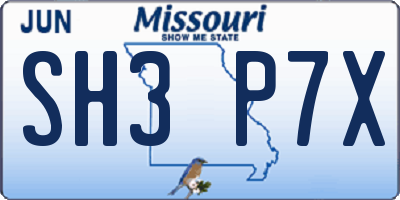 MO license plate SH3P7X