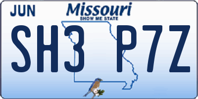 MO license plate SH3P7Z
