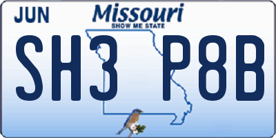 MO license plate SH3P8B