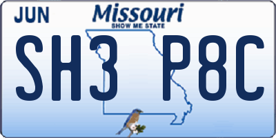 MO license plate SH3P8C