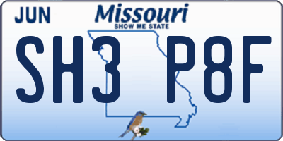 MO license plate SH3P8F