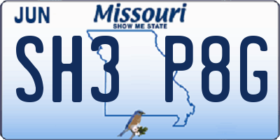 MO license plate SH3P8G