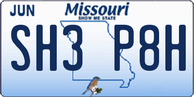 MO license plate SH3P8H