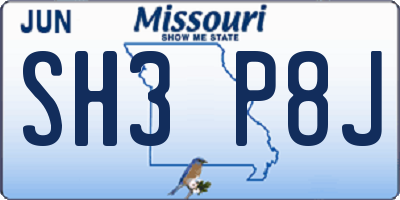 MO license plate SH3P8J