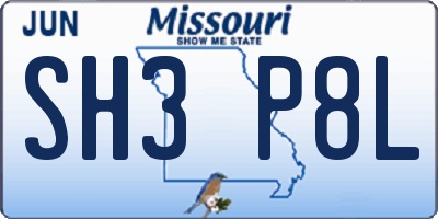 MO license plate SH3P8L