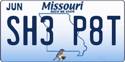 MO license plate SH3P8T