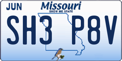 MO license plate SH3P8V