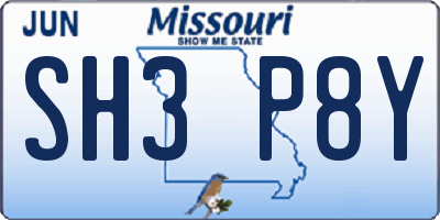 MO license plate SH3P8Y