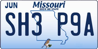 MO license plate SH3P9A
