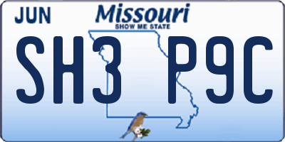 MO license plate SH3P9C