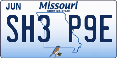 MO license plate SH3P9E
