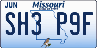 MO license plate SH3P9F